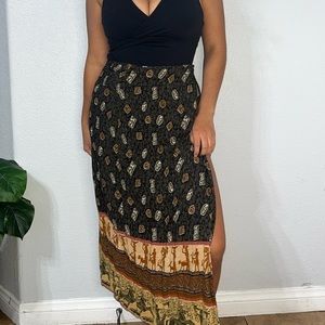 VINTAGE Boho Print Long Skirt